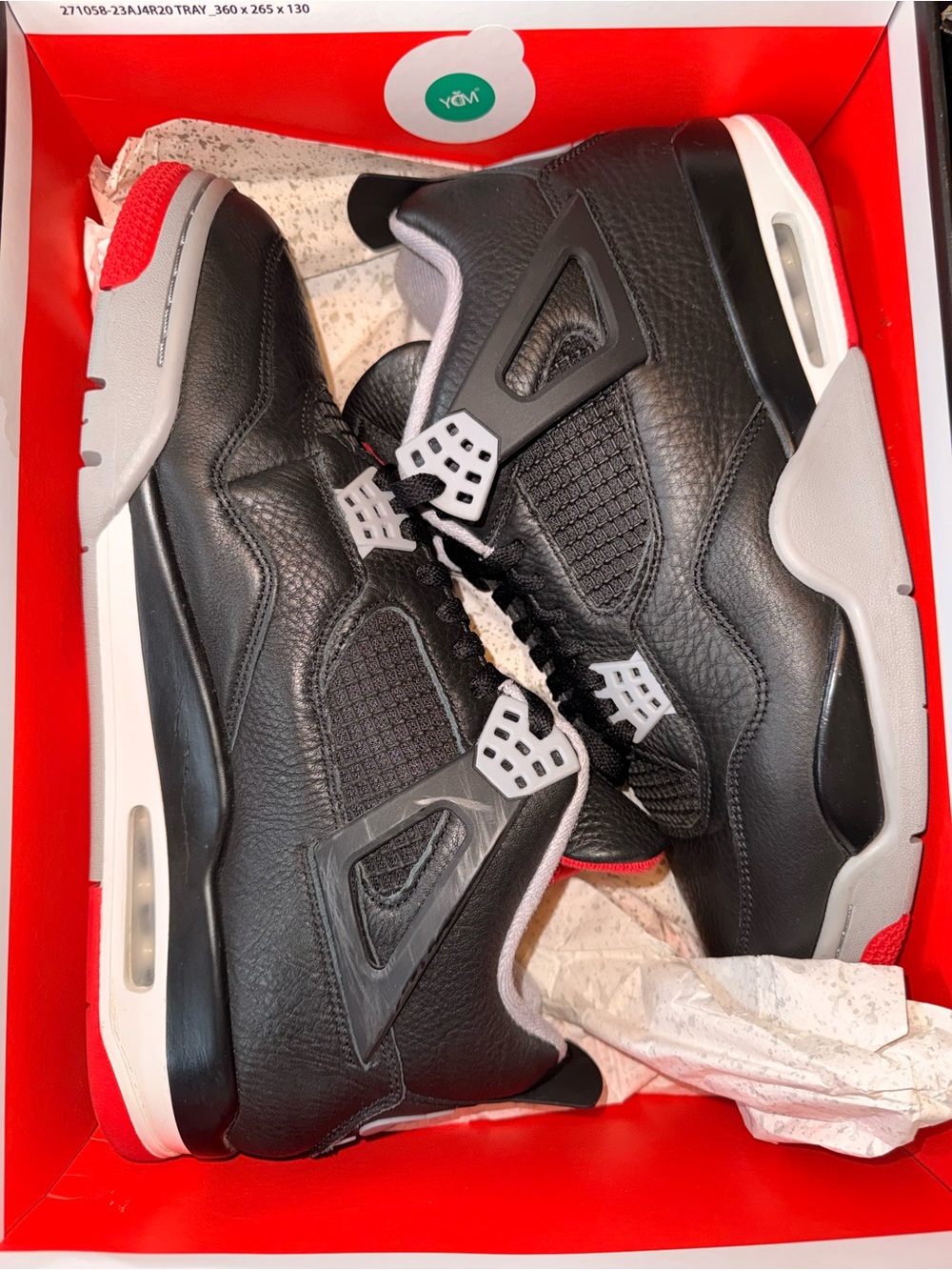 Air Jordan 4 Retro Bred Reimagined PREOWNED EXCELLENT SIZE 12 M OG BOX